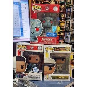 Funko Pop! Vinyl: WWE ROCK PARTY!  The Rock #44, Rocky Maivia #120 & Frank #971